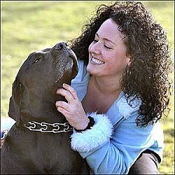 Healthy dog and owner